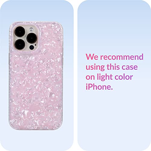 Lonli - For Iphone 14 Pro Max - Translucent Pink Pearl Tort Phone Case For Women - Just In Case Series #TOP6