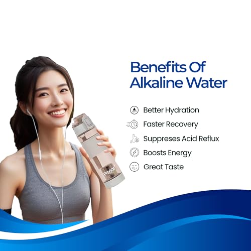 Image of Pexlar Tritan Multi Stage Alkaline Water Filter Bottle | Alkaline Water Generator | Water Bottle with Filter inside | Grey | 650 ml | Multirich Mineral Water - BPA Free