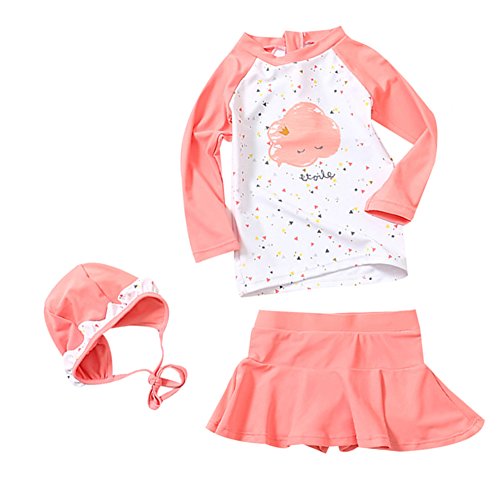 LOSORN ZPY Toddler Baby Girl Long Sleeve UPF 50+ Two Piece Rash Guard Set 120 Pink
