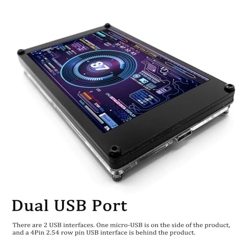Image of 3.5in Computer Temp Monitor, 360 Rotatable CPU Hardware Temperature Monitor Display with Customized Layout, USB Cable Connect, PC Sensor Panel, USB Mini Screen for RasPi, Linux, Windows