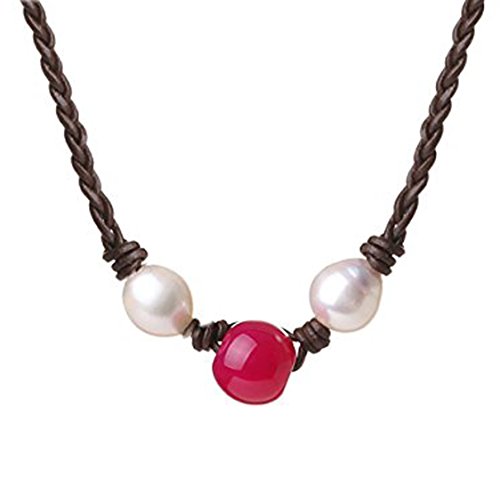 Preisvergleich Produktbild Halskette Süßwasserperle Achat Rosa
