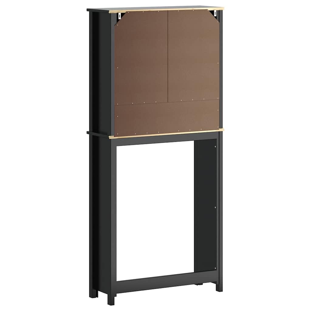 Mobile per lavatrice Berg, in legno di pino massiccio, 76 x 27 x 164,5 cm, con 2 ante, 3 scomparti e maniglie in metallo, salvaspazio, per bagno e lavanderia