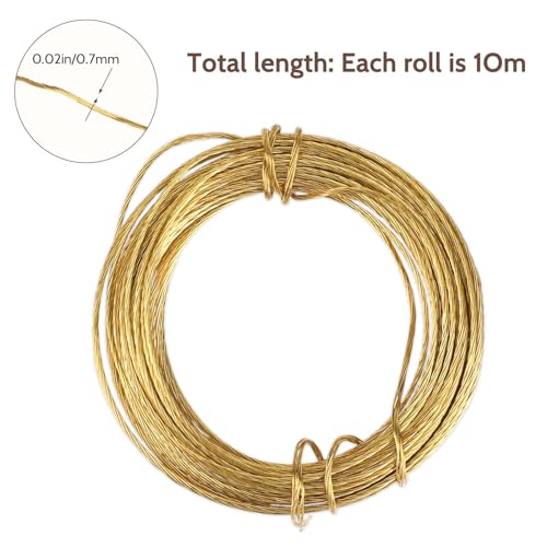 Image of 33 Feet Picture Hanging Wire Picture Frame Brass Wire for Hanging Heavy Duty Metal Braided Wire for Hanging Pictures, Mirror, Artwork, Light