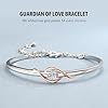 Praelinos Guardian of Love White Rose Two-tone Gold Plated Bracelets for Womens 5A Cubic Zirconia Mothers Day Valentines Birthday Jewellery Gifts for Women Mum Girls Girlfriend Her #2