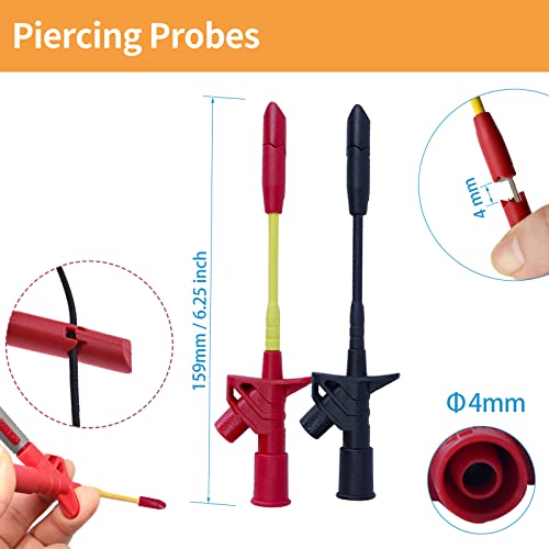 Makeronics 55 In 1 Multimeter Test Probe And Lead Kit For Electronic Specialties Automotive| Heavy Duty Puncture Probe Wire-Piercing Test Clips | Multi-Type Back Probe Set | Alligator Clips | Tool Bag #TOP2