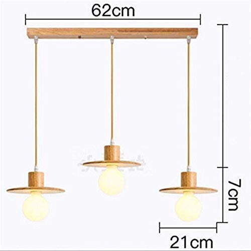 Lustre long en bois massif de 33cm pour bar et restaurant