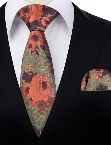 Image of Alizeal Mens 3.15'' Colorful Flower Pattern and handkerchief Necktie Set