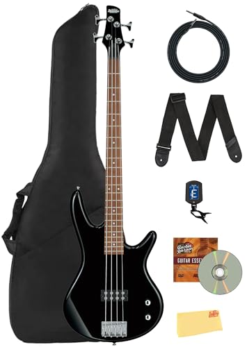 Ibanez GSR100EX SR GIO Bass Guitar - Black Bundle with Gig Bag, Tuner, Strap, Instrument Cable, Austin Bazaar Instructional DVD, and Polishing Cloth