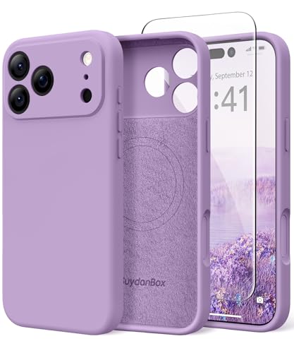 Image of Magnetic for iPhone 17 Pro Max Case, Compatible with MagSafe, [Full Camera Protection][Screen Protector] Silicone Shockproof Protective Phone Case for iPhone 17 Pro Max 6.9 inch, Light Purple
