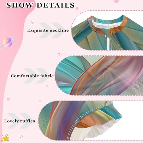 Girls One Piece Swimsuits Long Sleeve Swimsuit Zipper Bathing Suits Colorful Abstract Neon3