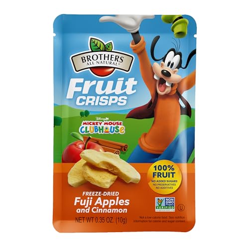 Brothers All Natural Disney Freeze Dried Fruit Crisps, Fuji Apple & Cinnamon, 0.35 Oz (Pack of 12), Made with 100% Fruit, Gluten Free, Soy Free, Vegan, Healthy Snack, Lunch Box Ready