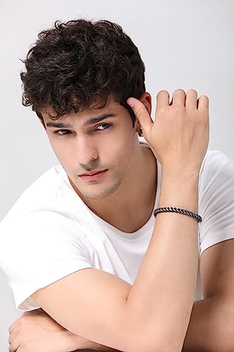 Lasua Bracelets For Men Stainless Steel Bracelet Necklace Mens Cuban Link Chain Bracelet Necklace Mens Jewelry Oxidized Black Gunmetal Plated 7.5 8.5 26 Inch #TOP1