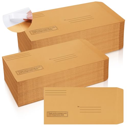 Feifeiya ナンバープレート封筒 500枚 13 x 6.5インチ ブラウン クラフト郵送封筒 ナンバープレート写真用 ビジネス書類 招待状カード(シンプル)