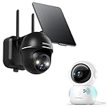 ZUMIMALL Solar Security Cameras Wireless Outdoor with 360° PTZ, 5G/2.4G WiFi Baby Monitor with Camera and Audio, 2K Wired Pet Camera for Home Security, One-Click Call, Auto Tracking, Cry/PIR/AI Detect