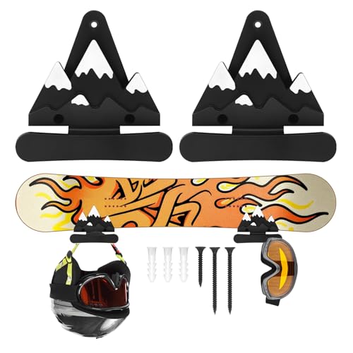 Roliwils Snowboard Wall Mount Set Easy Installation | Reliable Support | Space-Saving Indoor Snowboard Storage for Living Room/Bedroom/Garage | Mountain-Themed Wall Art | Universal Hanging Wall Rack
