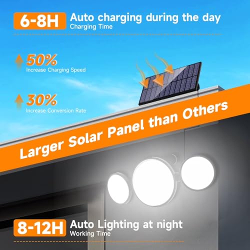Image of XERGY Solar Powered 3 Head Outdoor Flood Light | 360 Adjustable | Remote Control | 446 LED | Human Body Motion Sensor | 1800mAh | Dusk to Dawn | 5Meter Cable | Waterproof for Home, Garden, Parking