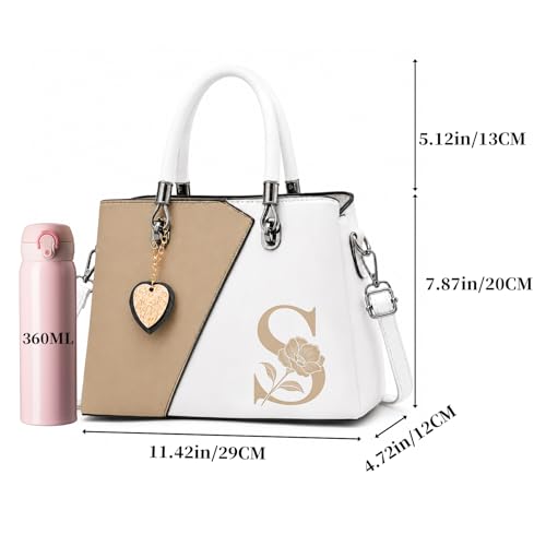 Bolso Satchel Tote para Mujer en Cuero PU Beige miniatura 6