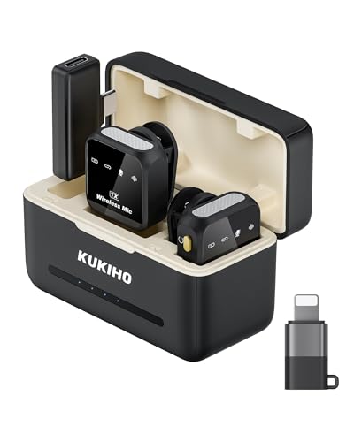 ピンマイク KUKIHO ワイヤレスマイク iPhone/Android対応 小型マイク 80時間駆動 2人同時使用 音画同期 ノイズ軽減 OTG機能 アプリ不要 超軽量 動画録画/Vlog撮影/生放送用