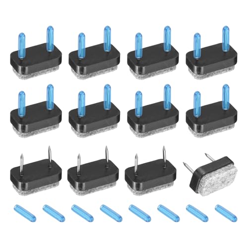 QUARKZMAN 12Pcs Almohadillas de Fieltro con Clavos, Almohadillas de Fieltro Rectangulares Deslizadores de Muebles Protectores de Piso para Muebles de Madera Mesa Sofá Silla (18mm, Negro)