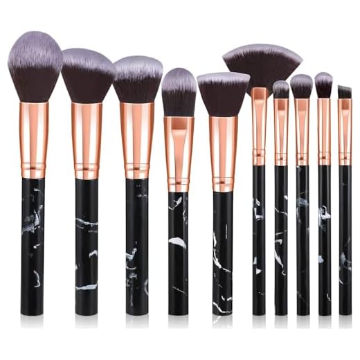 Pinceaux Maquillages 10 PCS Set, Noir et or Pinceaux Maquillages Professionnel pour Fond De Teint, Blush, fard à Paupières Poils Synthetiques Premium Doux et Sans Cruauté