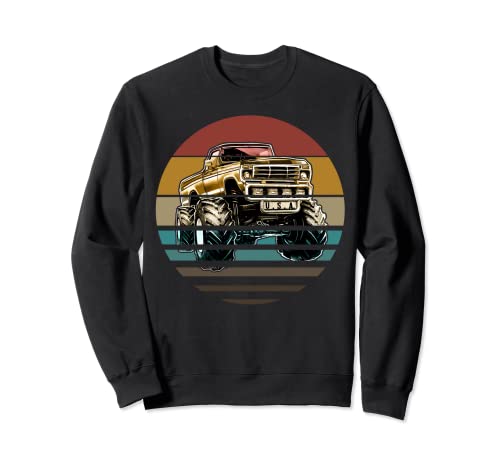 Retro Vintage Monster Truck Retro Sunset regalo para niños y niñas Sudadera