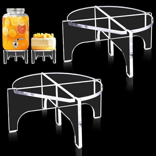 BESHIGH 2Pcs Glass Drink Dispenser Stand, Acrylic Stands,Fit Max 10 Inch Diameter of Beverage Dispenser Holder, Water Dispenser Stand for Parties and Events, Plant Stands, Cake Stand