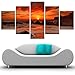 Produktbild axqisqx Wohnzimmer Leinwand Hd Druck Malerei 5 Panel Sonnenuntergang Meerblick Wand Kunstwerk Poster Moderne Wohnkultur Modulare Bilder