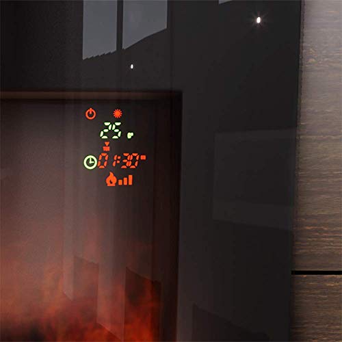 Cheminée électrique incurvée noire avec programmateur et effet flamme - 3