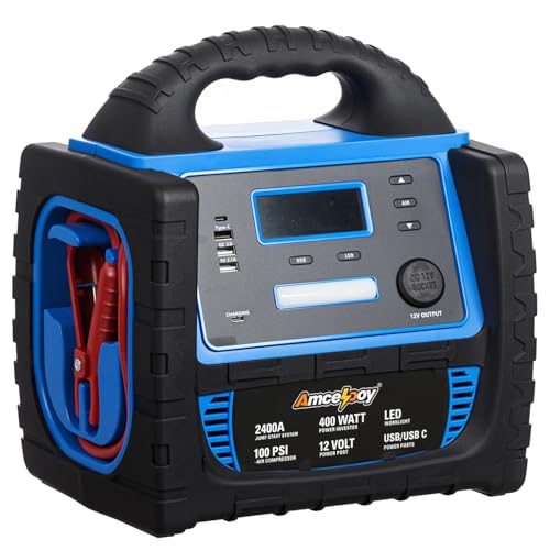 Amcelooy 2400A Jump Starter & Power Station, 6-in-1, 400W