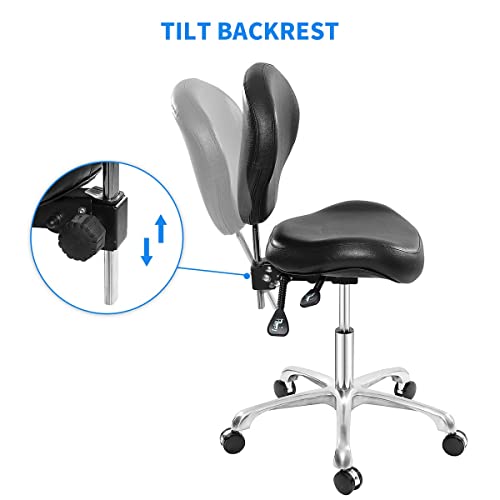 Ajorah Rolling Chair Stool With Backrest And Wheels,Adjustable Stool For Studios, Dental, Shop,Offices, Salons And Counters #TOP1