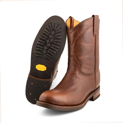 Men's Leather Roper Boot with Vibram Sole Oil Resistant Style 10004