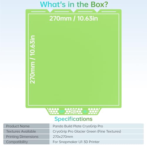 Image of BIQU CryoGrip Pro Glacier Green Compatible with Snapmaker U1 3D Printer 276x304.5mm Panda Build Plate Double Sided Upgrade Plate Removable Surface Platform