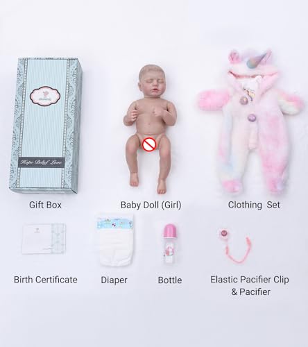 Cloveray Reborn Baby Dolls – 20 Inch Real Baby Dolls That Look Real, Full Body Vinyl Girl Doll in Fantasy Horn Outfit with Accessories, Gift for Girls Ages 3+, Pretend Play & Collectors