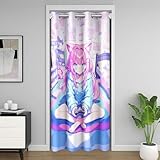 Erosebridal Kawaii Anime Girl Door Curtains Modern Game Controller Darkening Blackout Curtain 34' W X 80' L 3D Printed Girls Teens Cartoon Anime Door Drape Cute Pink Video Game Window Treatment