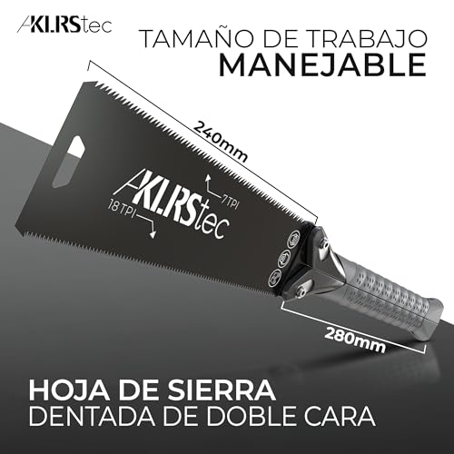 Miniatura 3 de Klrstec Sierra Japonesa Pro Xl - Hoja De Sierra Dentada De Doble Cara 240mm De Acero Al Carbono - Sierra De Tracción Plegable Con Mango De Tpu Antideslizante