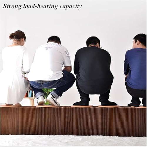 Image of Kraft Paper Rectangle Ottoman - Collapsible Stool with 3 Cushions, 330 lbs Honeycomb Folding Bench, Aesthetic Portable Stool, Entryway Bench & Space-Saving Vanity Seat (Brown, 4 Seats)