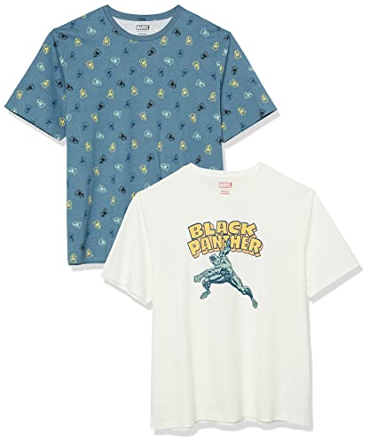 Amazon Essentials Disney | Marvel | Star Wars Men's Crewneck T-Shirts (Available In Big & Tall), Pack Of 2, Marvel Black Panther, Medium #TOP18