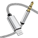 Lightning to 3.5mm Aux Audio Cable,Apple MFi Certified Aux Cord for iPhone iPad to Car/Home Stereo/Speaker with 3.5mm Headphones Jack Adapter Plug and Play Support iPhone 12/11/XR/XS/X/8 7[3.33Ft]