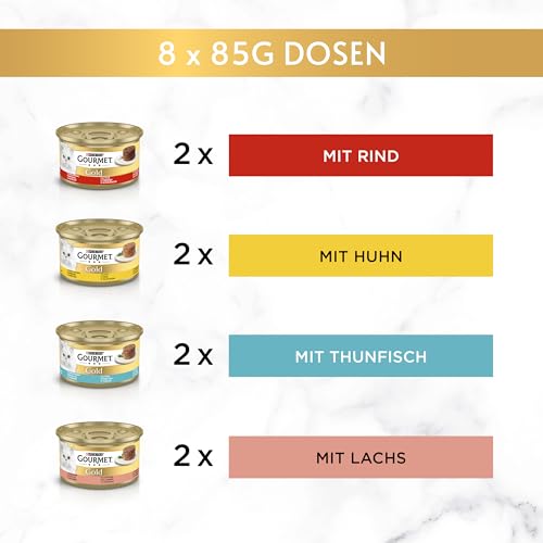 Gourmet Gold Raffiniertes Ragout Katzenfutter nass, Sorten-Mix, 96er Pack (96 x 85g)