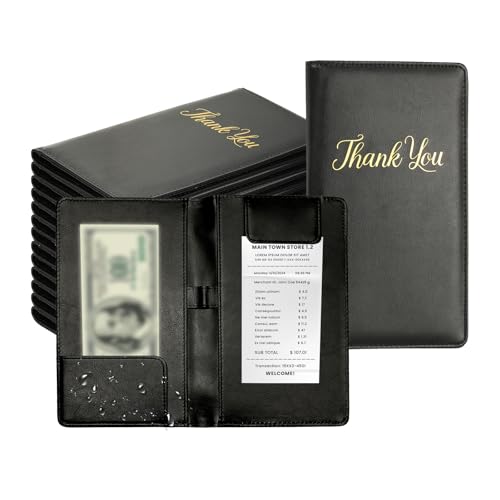 Porte-addition avec clip magnétique PATIKIL pour restaurant et bar, carnet serveur cuir PU noir