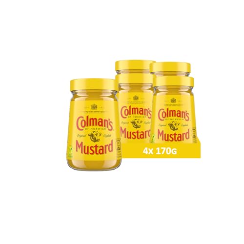 Colman's Senape Inglese Originale in barattolo di vetro, senape inglese superfine e vegana, macinata doppia (4 Pezzo (4 x 170g))