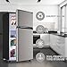 WANAI 3.5 Cu.Ft Mini Fridge with Freezer Dual Door Fridge with 7 Level Adjustable Adjustable Thermostat for Dorm, Office, Kitchen, Silver