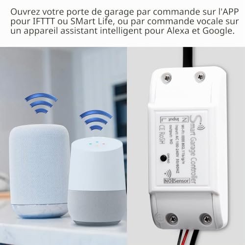 Ouvre-porte de garage WiFi 2.4G connecté application Android iOS Smart Life