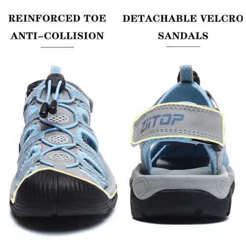 ziitop Sandálias femininas de caminhada, bico fechado, verão, atividades ao ar livre, aventureiras,