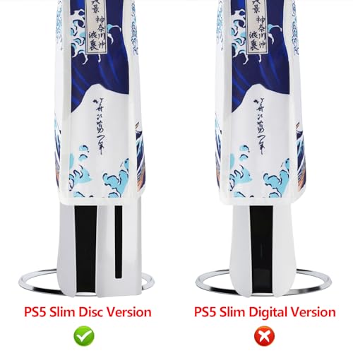 PlayVital 新型バージョンps5 Slimディスクバージョンに対応用ダストカバー（縦式）パタンデザイン、ps5 Slim Discバージョンコンソールに対応用ナイロン製ダストカバー【ザグレートウェブ】