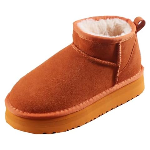 Gegefur Women's Platform Classic Boots Faux Fur Lined Ankle Snow Boots (Brown, Adult, Women, 6, Numeric, US Footwear Size System, Medium) Cover