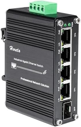 Industrial Gigabit PoE Switch, Switch Ethernet Gigabit de 5 Puert...