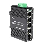 Industriale Switch Ethernet 5 porte Gigabit, Mini PoE+ Switch Gigabit 10/100/1000 Mbps, con 1 SFP porte & 4 PoE+ porte, 30W per Porta PoE, 120W su Tutte le Porte, 802.3af/at, Plug & Play, 12-48 V c.c.