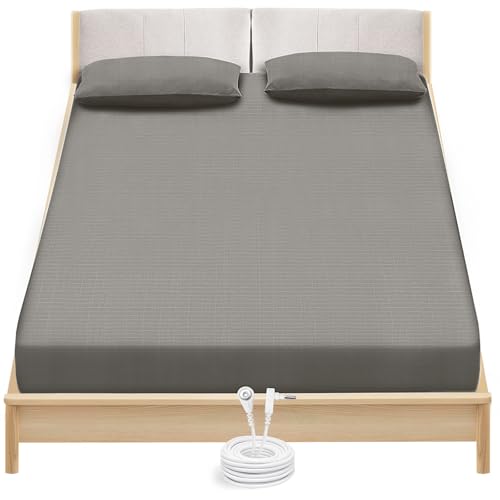 Grounding Sheets Queen Size - Organic Cotton and Silver Fiber Grounding Fitted Sheet with Grounding Cord Deep Grey Color 80x60 Inch Size