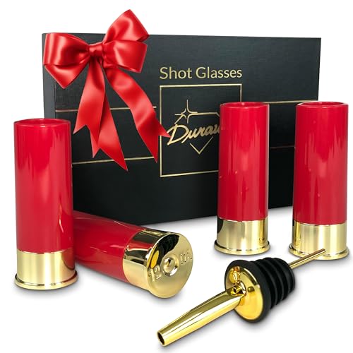 Patronenhülse Schnapsgläser Set mit Geschenkbox, Alkoholausgießer, Schnaps für Männer und Frauen, Hochzeit, Vatertagsgeschenk, Weihnachtsgeschenke für Männer, Jäger, Plastik Gläser Schnapsbecher
